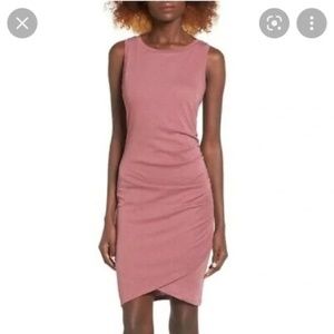 Leith ruched bodycon dress, size XS, pink/mauve